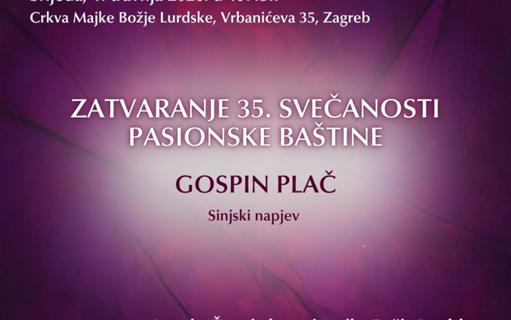 Zatvaranje 35. svečanosti Pasionske baštine u Župi Gospe Lurdske u Zagrebu
